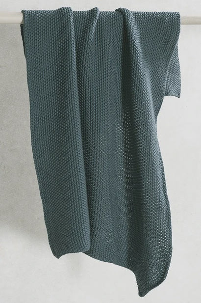 Knitted Hand Towel - Teal - FrenchWillow