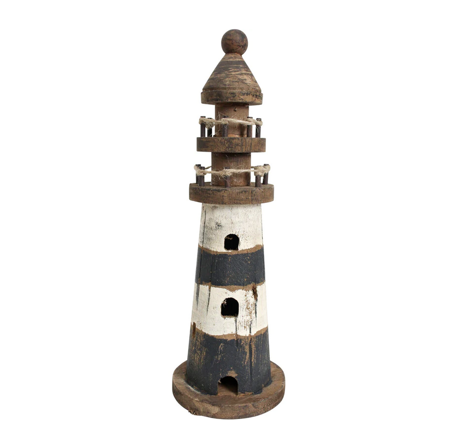 Rustic Lighthouse - Navy & White Stripe Light House - FrenchWillow