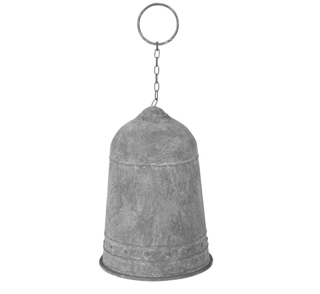 Aged Whitewashed Metal Bell - Oversize