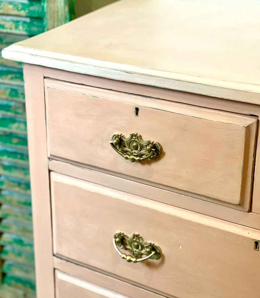 Refurbished Vintage Blush Chest of Drawers on Castors - FrenchWillow
