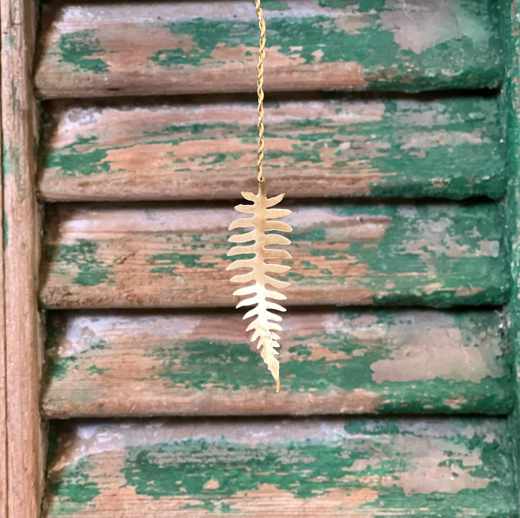 Brass Leaf Ornament with Brass Wire Loop