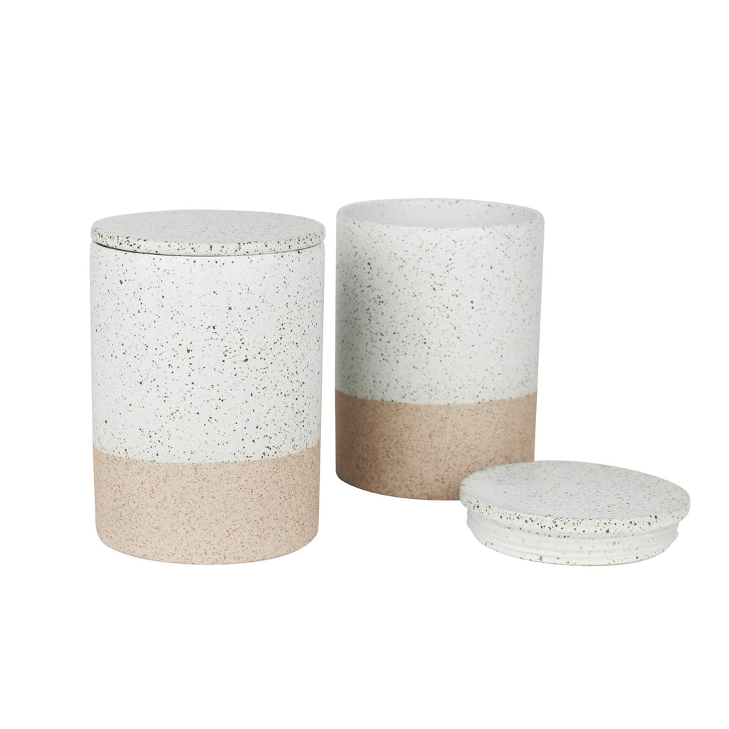 White Granite Canisters - Set of 2 - FrenchWillow