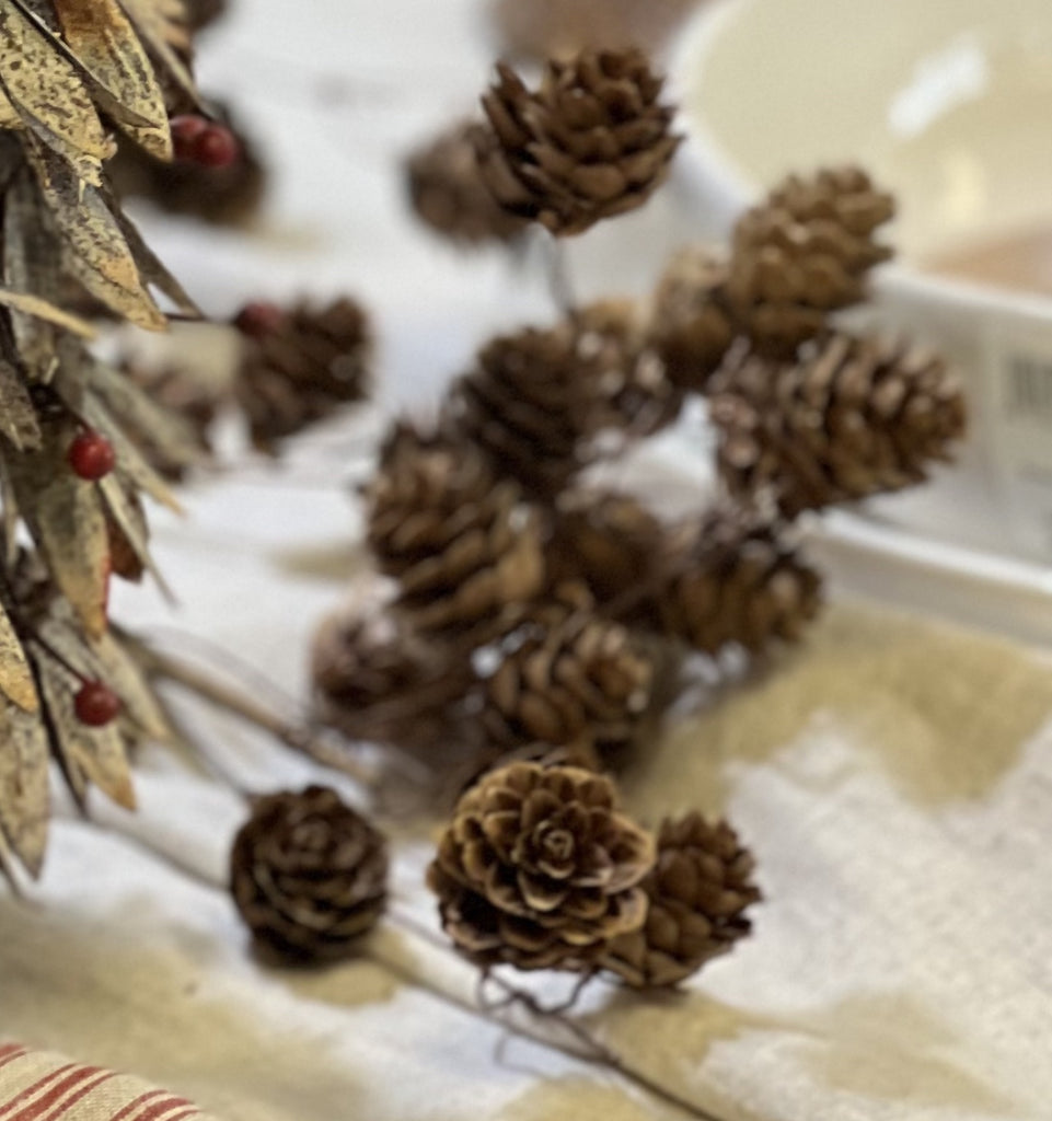 Petite Brown Pinecone Branch - Single 84cm Stem - FrenchWillow