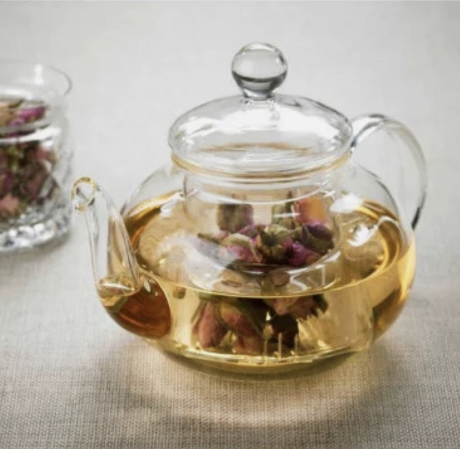 Chrysanthemum Glass Teapot - FrenchWillow