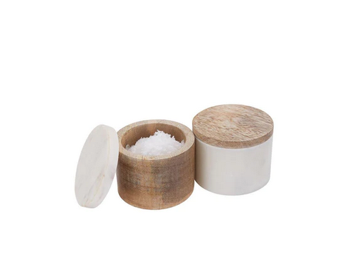 Eliot Mango Wood Pinch Pot - Marble  Lid - FrenchWillow