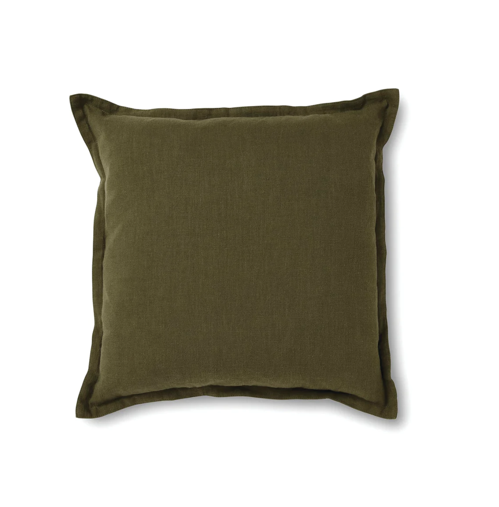 Perry Cushion - Olive Cotton & Linen Blend - FrenchWillow