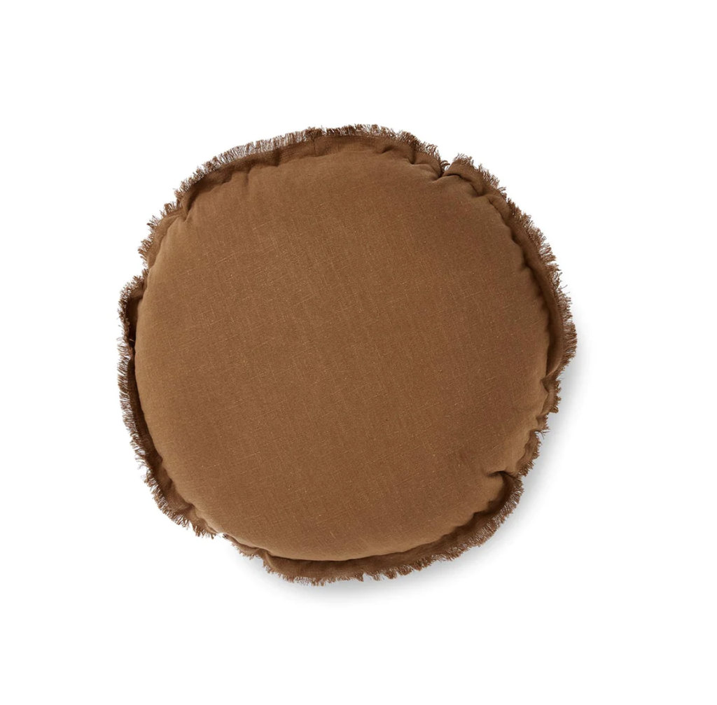 Lewis Round Linen Cushion - Clay - FrenchWillow