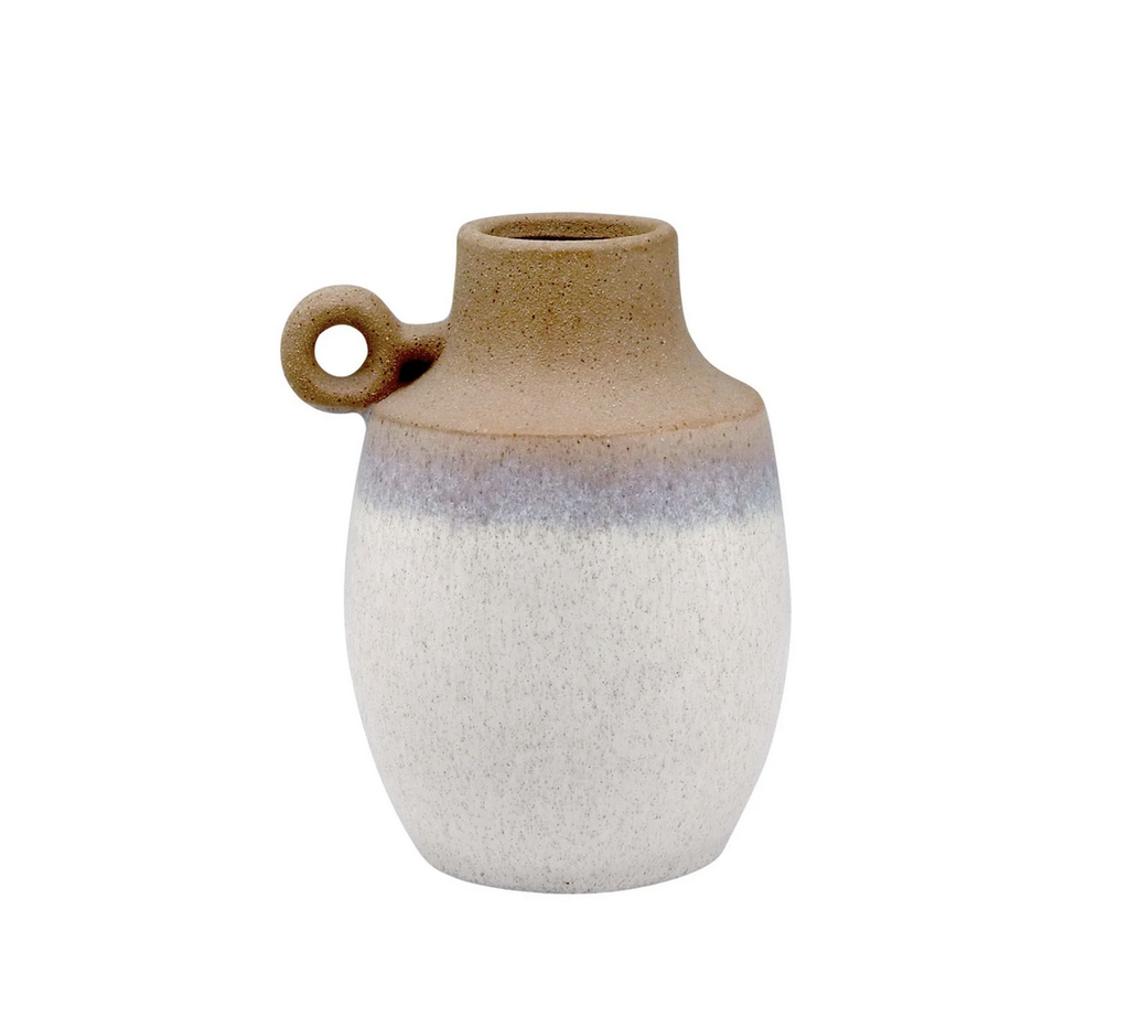 Clay/White Ombre Vase with Handle - FrenchWillow