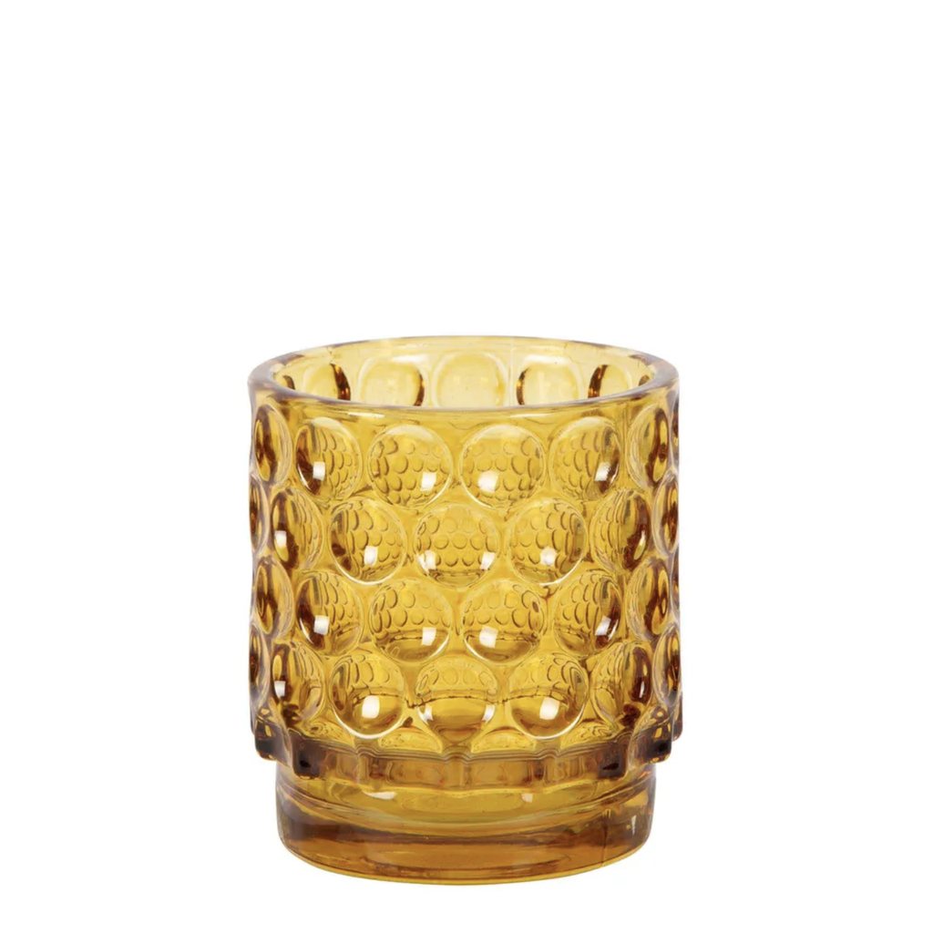 Patterned Glass Tea Light Holder - Mustard - FrenchWillow