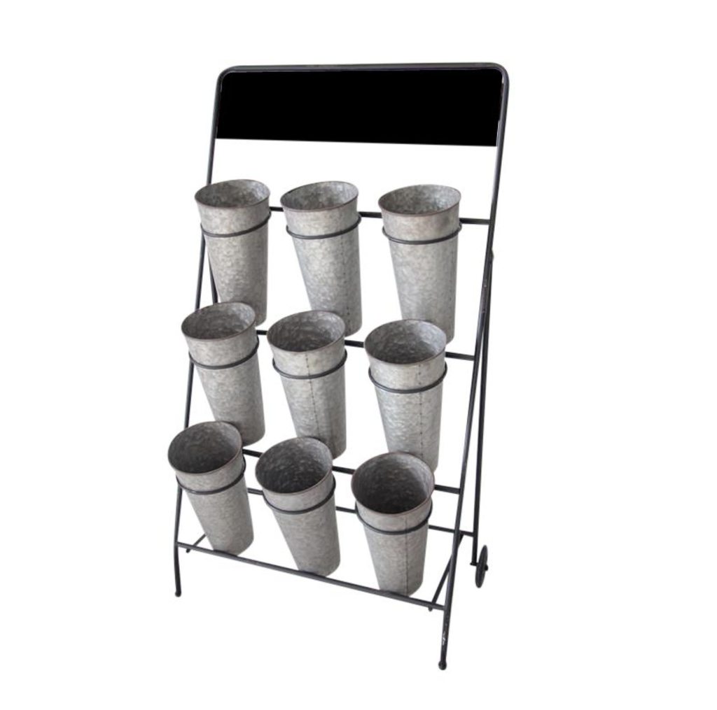 Metal Flower Display Stand with 12 Pots/Vases - INSTORE PICKUP OR LOCAL DELIVERY - FrenchWillow