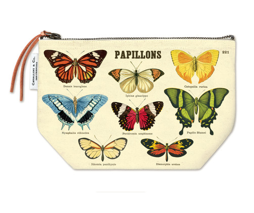 Cavallini Zippered Pouch - Butterflies /Papillons - FrenchWillow